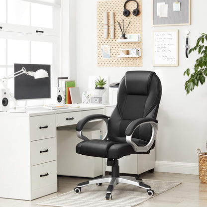 - SONGMICS Executive Office Chair | High Back | Height Adjustable | Ergonomic | Black | 73 x 70 x (112-122) cm -