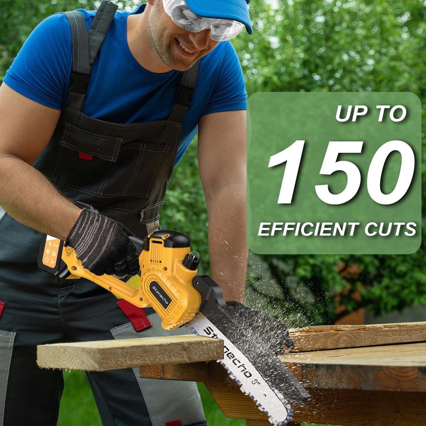 - Stonecho Mini Chainsaw 8 Inch | 2x4000mAh Battery Chainsaw with Oiler System -