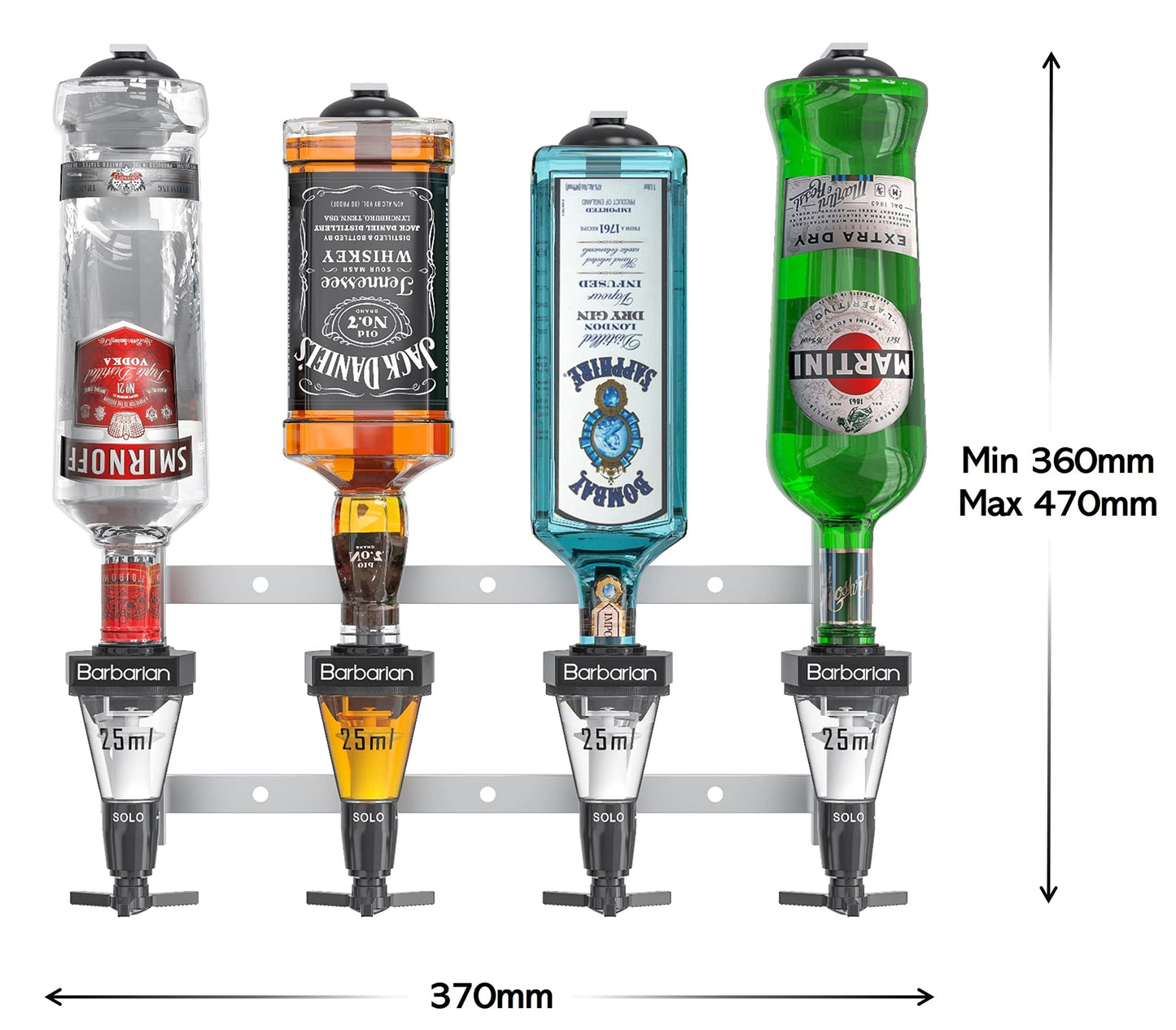 Barbarian 4/6 Bottle Optics for Spirits - Bar Butler Shot Measure Bracket Alcohol Wine Upside Down Drink Dispenser Home bar Garage Man cave (4 Bottle)