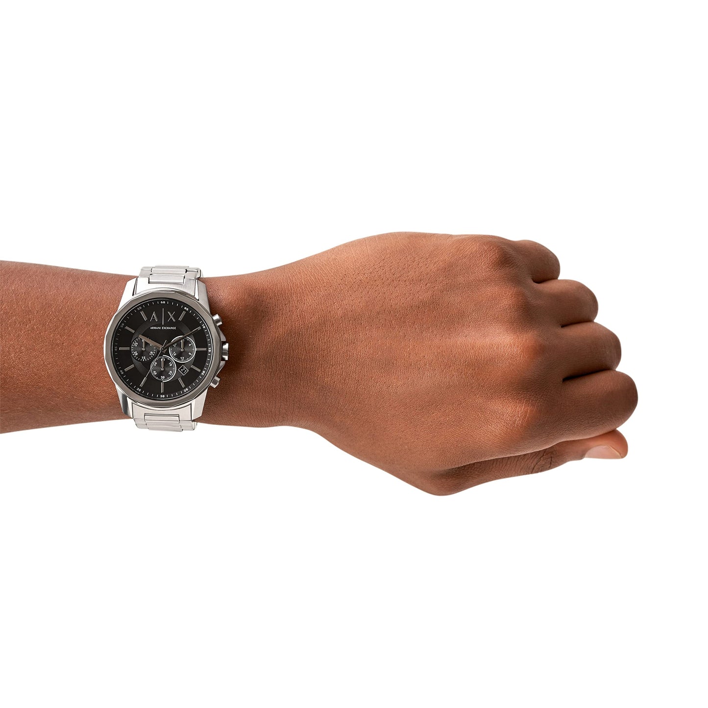 Armani Exchange Watch for Men, Chronograph Movement, 44 mm Silver Stainless Steel Case with a Stainless Steel Strap, AX1720