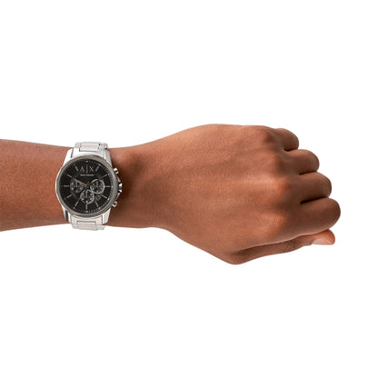 Armani Exchange Watch for Men, Chronograph Movement, 44 mm Silver Stainless Steel Case with a Stainless Steel Strap, AX1720