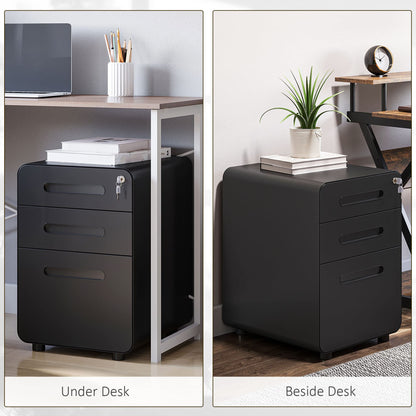 - Vinsetto Lockable File Cabinet with 3 Drawers, Vertical Office Drawer for A4 -