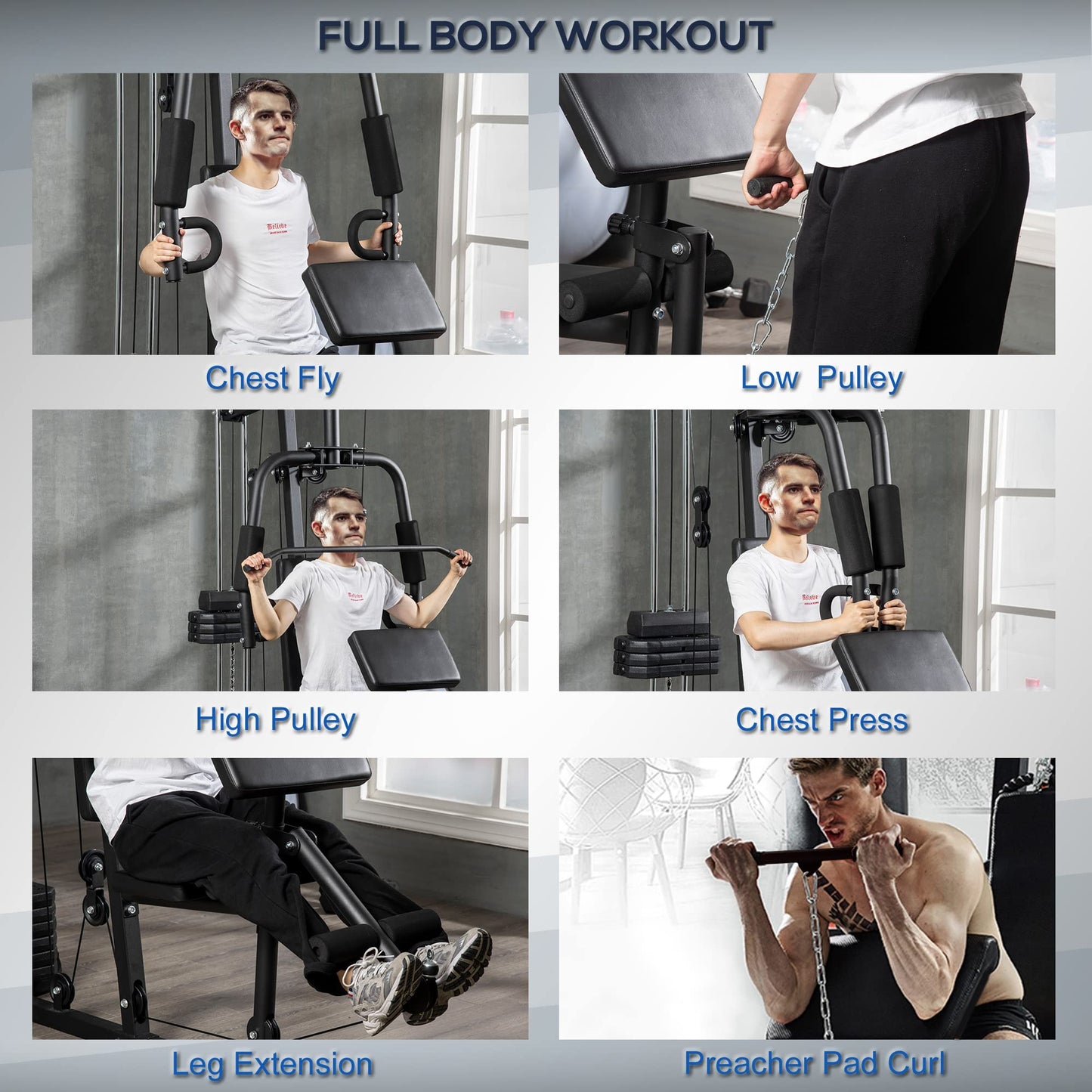 - HOMCOM Multi Gym with Weights | Multifunction Home Gym Machine | 45kg Weight Stack -