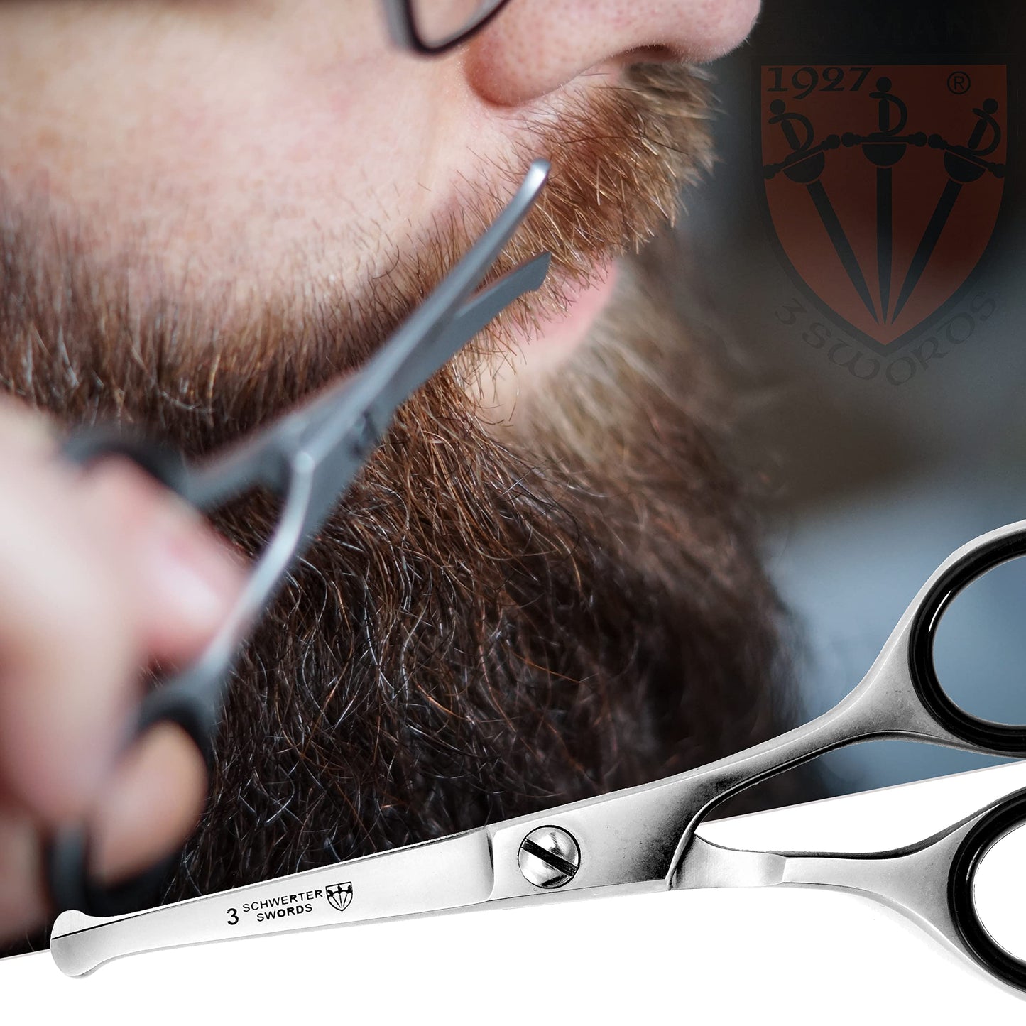 3 Swords Germany – Professional Nostril Nose and Ear Hair Scissors, Stainless Steel, Straight Rounded Blade with Black case