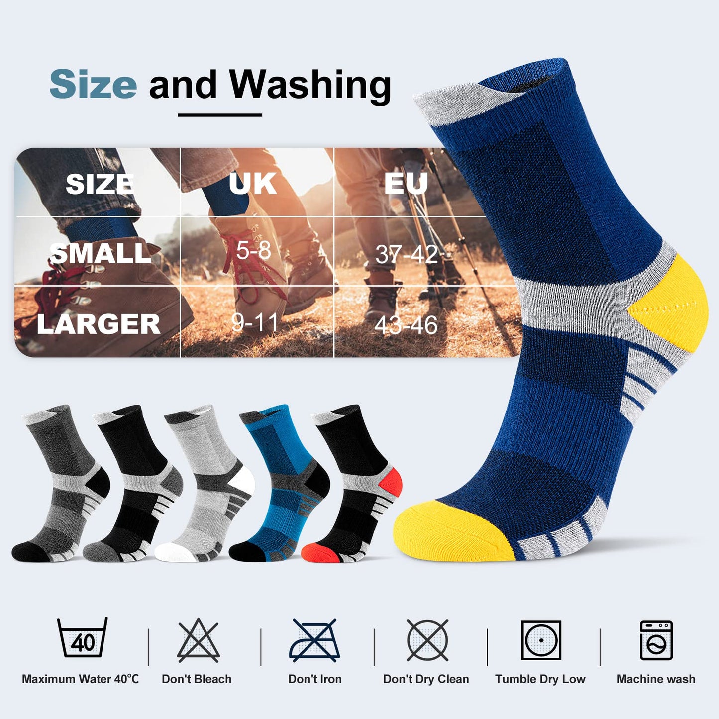 - Niofind Mens Socks | 6 Pairs | Cushioned Men Women Socks | Anti-Blister -