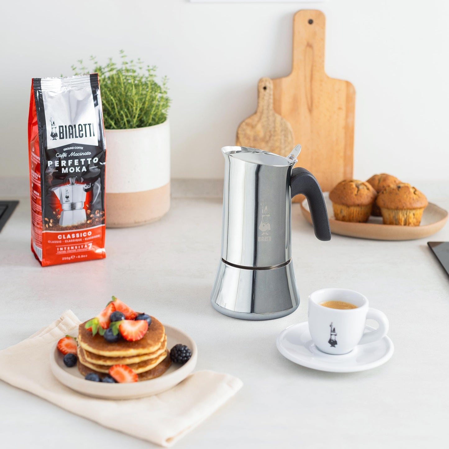 Bialetti - New Venus Induction, stainless steel hob espresso coffee maker, suitable for all heat sources, 6 cups, aluminum, silver