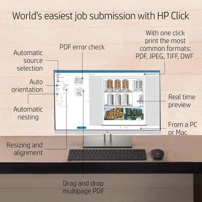 - HP DesignJet T630 Large Format Plotter Printer 24in up to A1 | Mobile Printing | Wi-Fi | Gigabit Ethernet | Hi-Speed USB 2.0 -