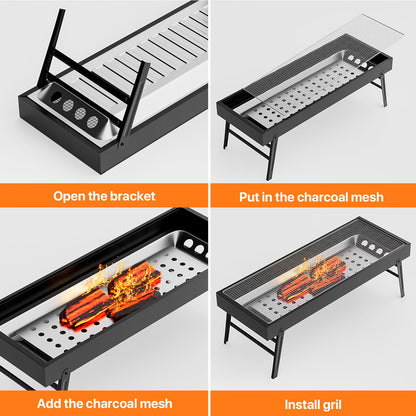 - Portable Charcoal Barbecue Grill |UYOTBKEUB Large Stainless Steel Compact Grill -