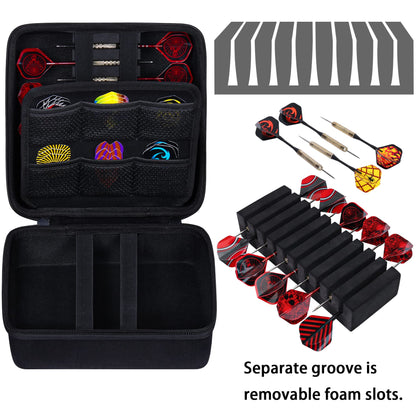 co2CREA Hard EVA Shell Storage Dart Case for 20 Steel Tip or Soft Tip Darts, Carrying Case with Numerous mesh Pockets Holder for Dart Tips,Shafts,Flights and More Dart Accessories,Case Only