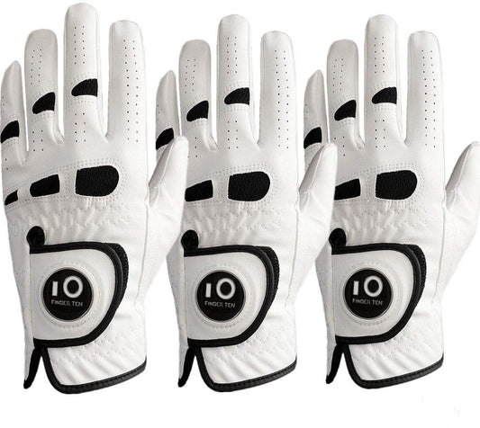 - FINGER TEN Golf Gloves For Men | Rain Grip Golf Glove For Men | 3 Pack -
