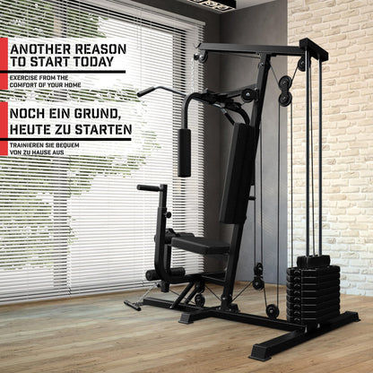 - Physionics® Multi-Gym | 40kg Weight Stack | Lat Pulldown | Leg Extension | Chest Press -