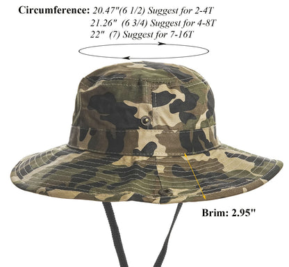 - JowTreex Boys Camo Sun-Bucket-Hat | Summer Outdoor Safari Fishing-Hat -