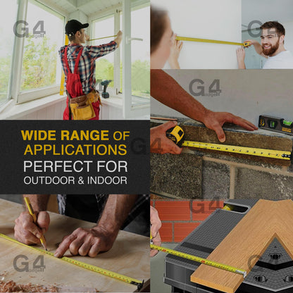 5 Meter Retractable Tape Measure Griplock Imperial Metric Measuring Metres (Black Yellow 5m 19mm)
