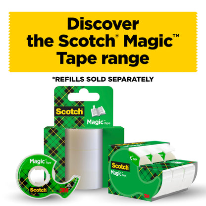 - Scotch Magic Tap | 2 Rolls on Handheld Dispenser + 1 FREE | 19 mm x 7.5 m | General Purpose Sticky Tape for Document Repair, Labelling & Sealing -