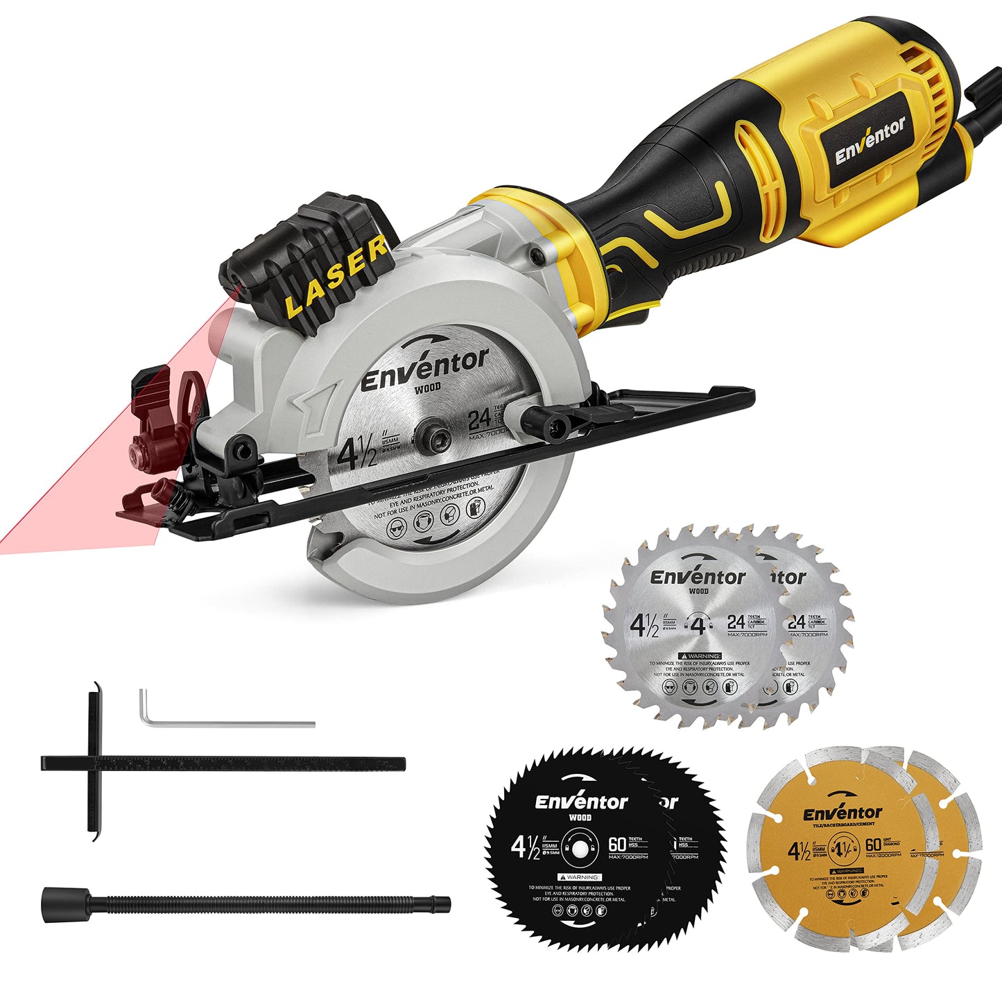 - Enventor Mini Circular Saw | 705W 3500RPM Pure Copper Motor Compact Electric Circular Saw | Laser Guide -