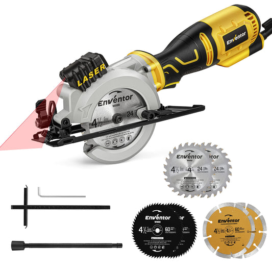 - Enventor Mini Circular Saw | 705W 3500RPM Pure Copper Motor Compact Electric Circular Saw | Laser Guide -