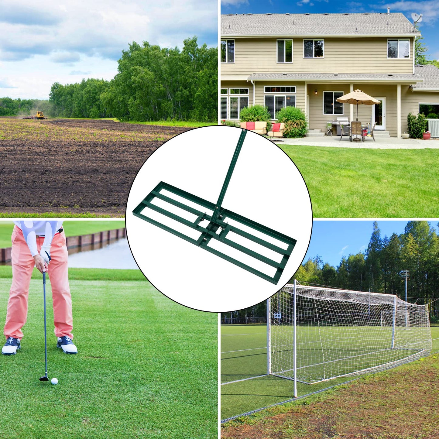 - Signstek Lawn Leveling Rake | Stainless Steel Lawn Leveler | 30” x 10” Ground Plate -