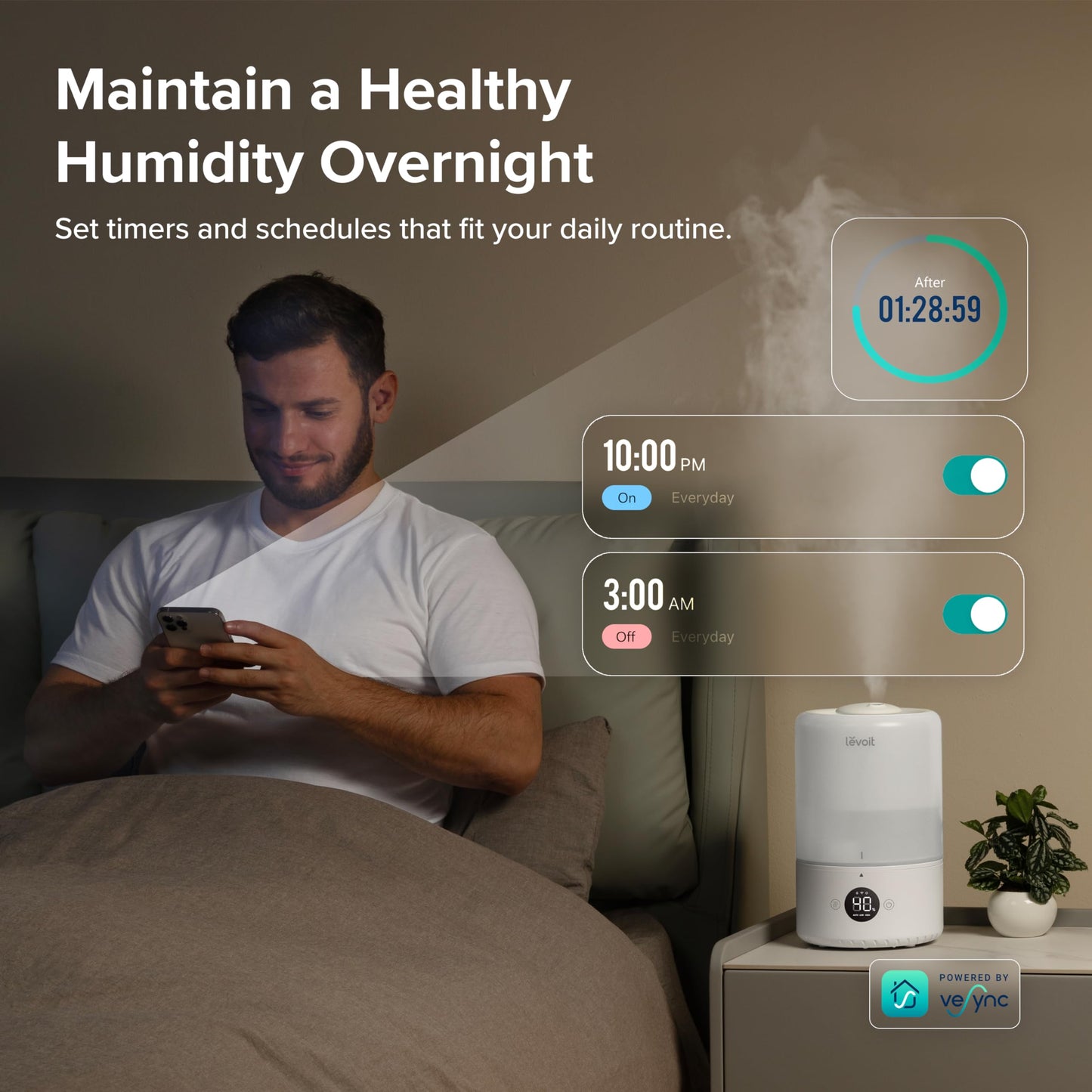 - LEVOIT Humidifiers for Bedroom | 3L | Top-Fill Cool Humidifier -