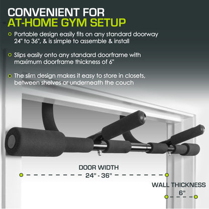 - ProsourceFit Multi-Grip Lite Pull Up/Chin Up Bar | Heavy Duty | For Home Gyms 24”-32” -