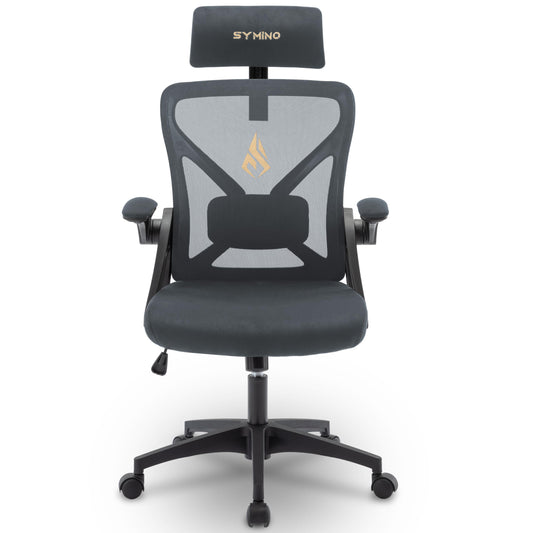 - Symino Office Chair | Ergonomic Office Chair | Lumbar Support | Desk Chair | 150 kg | Grey -