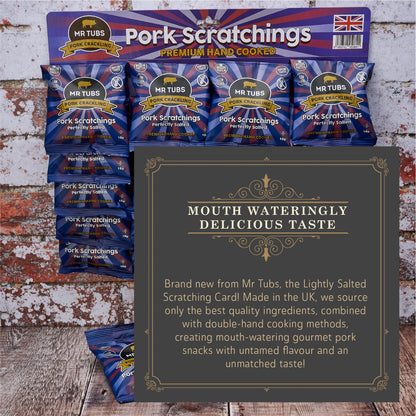 - Mr Tubs Premium Pork Scratchings | Gluten Free | Perfectly Salted | 20 x 18g Bags -