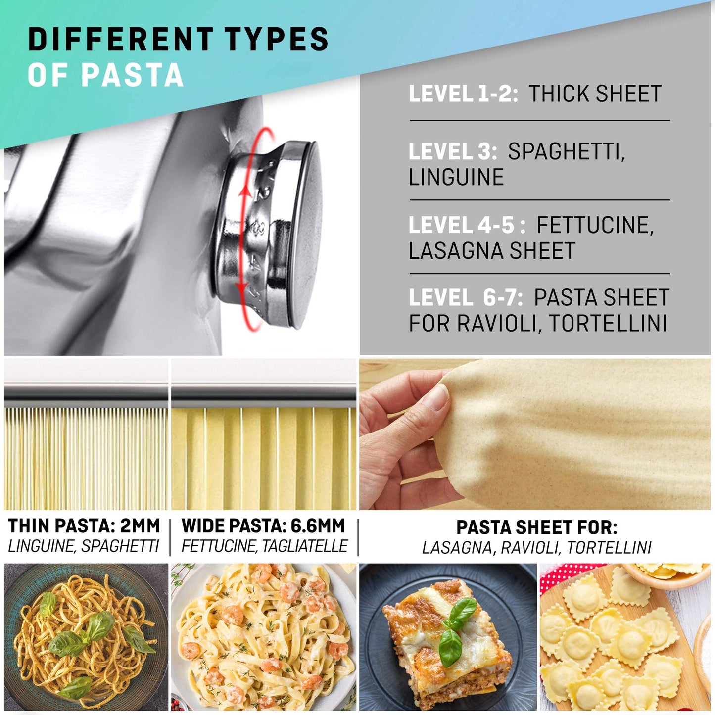- Manual Pasta Maker with Dryer | Multi-Pasta Stainless Steel Italian Flat Dough Machine -