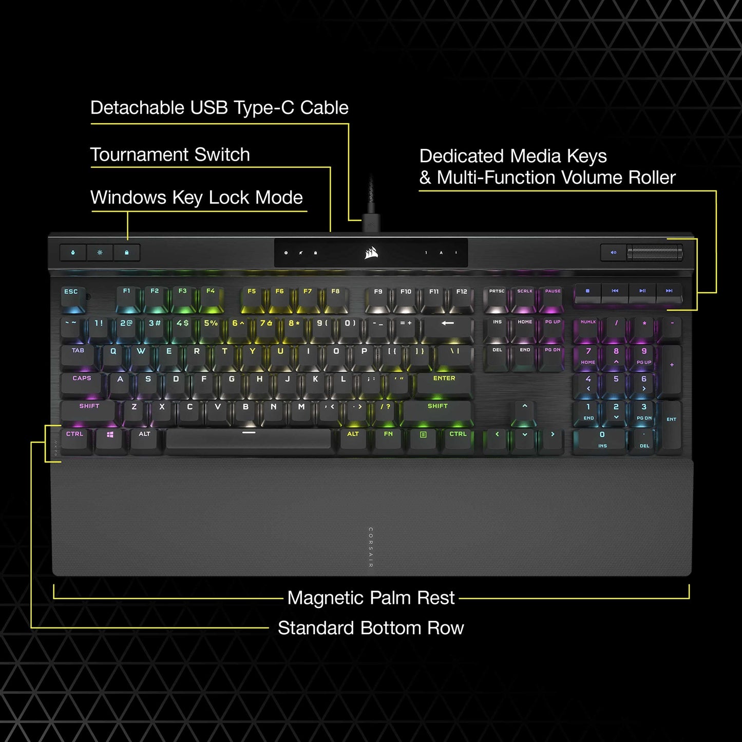 CORSAIR K70 RGB PRO Mechanical Wired Gaming Keyboard – CHERRY MX RED Linear Switches – PBT Double-Shot Keycaps – iCUE Compatible – QWERTY UK – PC, Mac, Xbox – Black