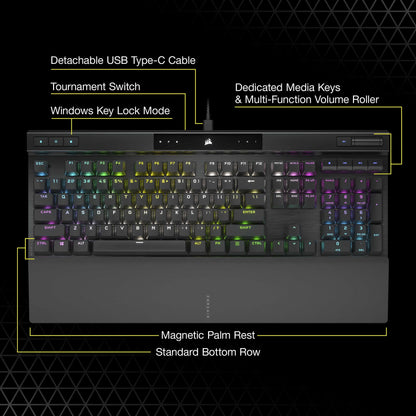 CORSAIR K70 RGB PRO Mechanical Wired Gaming Keyboard – CHERRY MX RED Linear Switches – PBT Double-Shot Keycaps – iCUE Compatible – QWERTY UK – PC, Mac, Xbox – Black