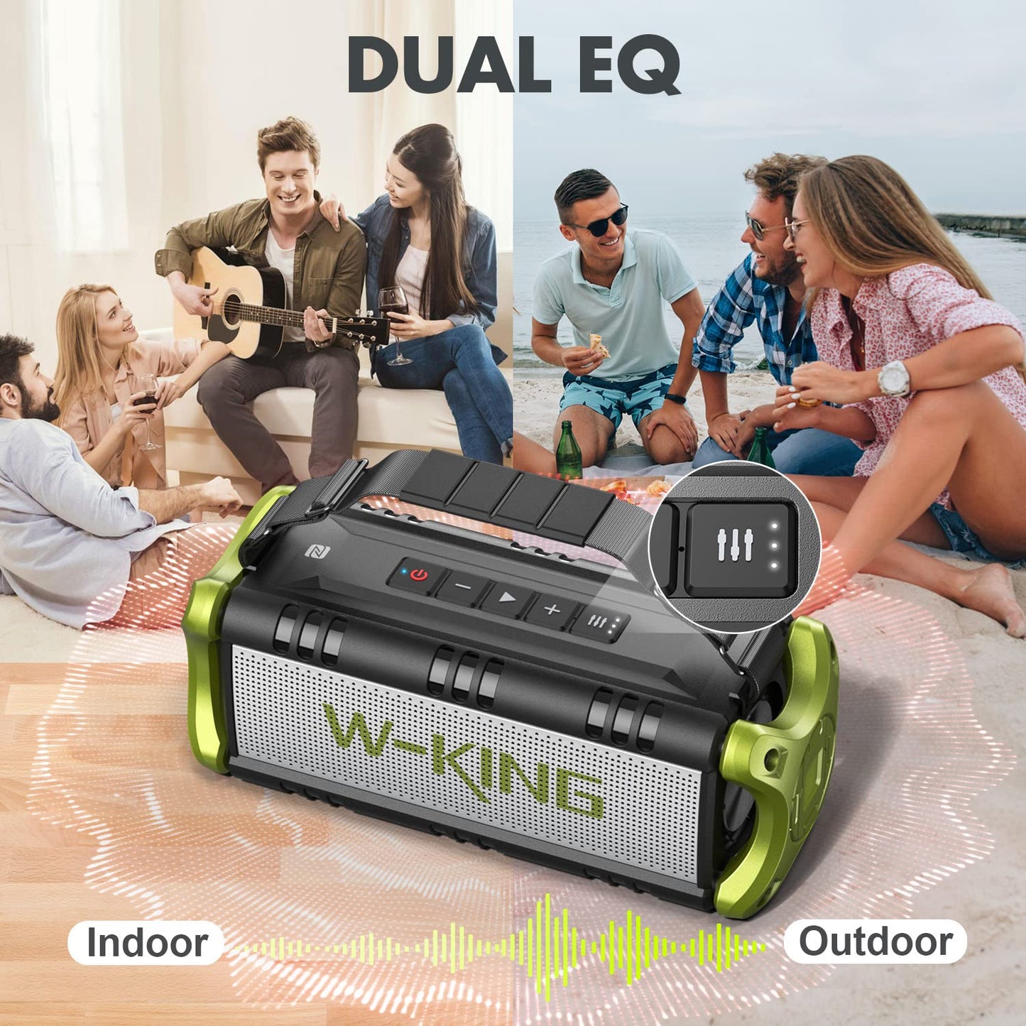 - W-KING Bluetooth Speakers, 90W Peak 50W RMS Portable Bluetooth Speaker