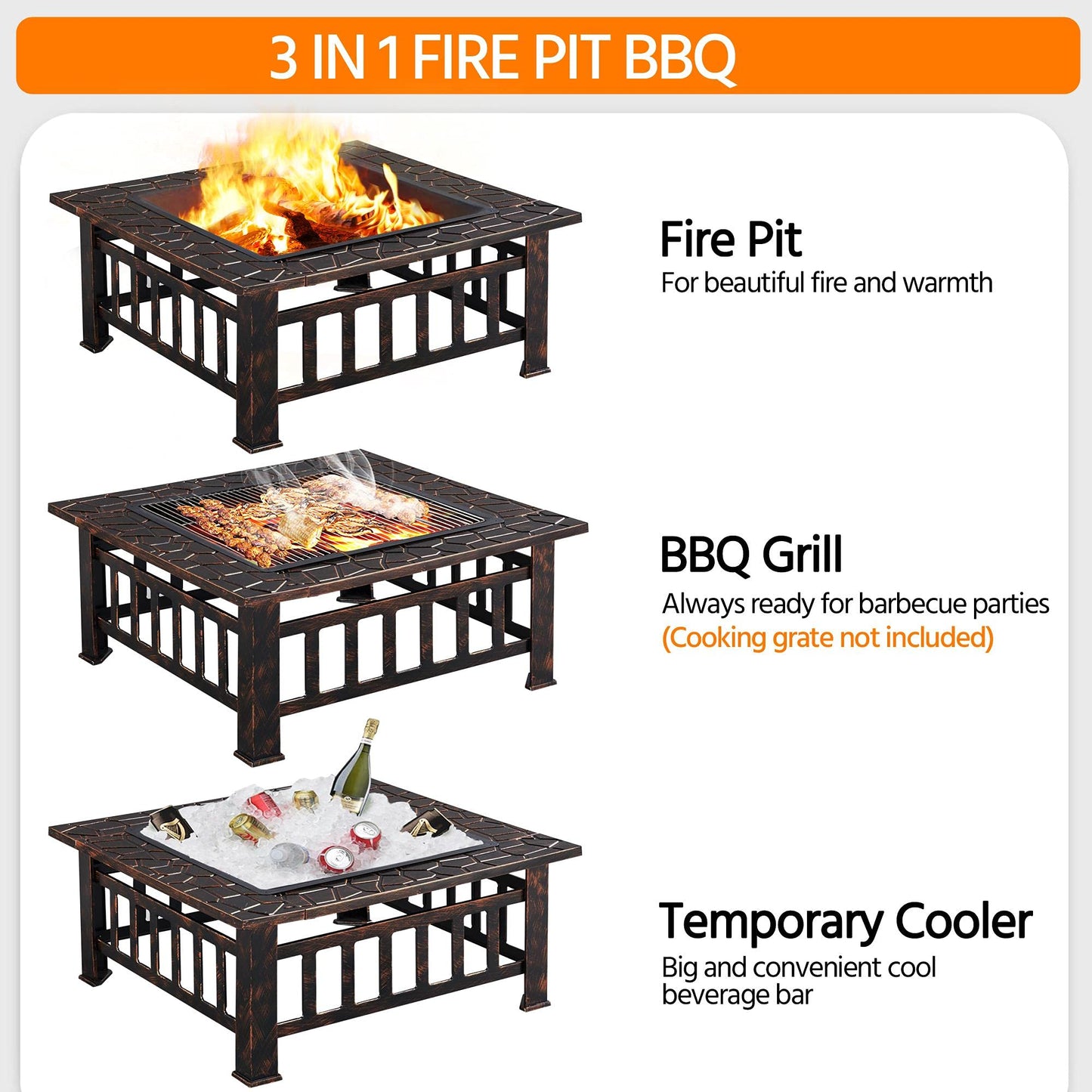 - Yaheetech Fire Pit for Garden,Garden Stove Brazier For BBQ, Heating, Cooling Drinks.
