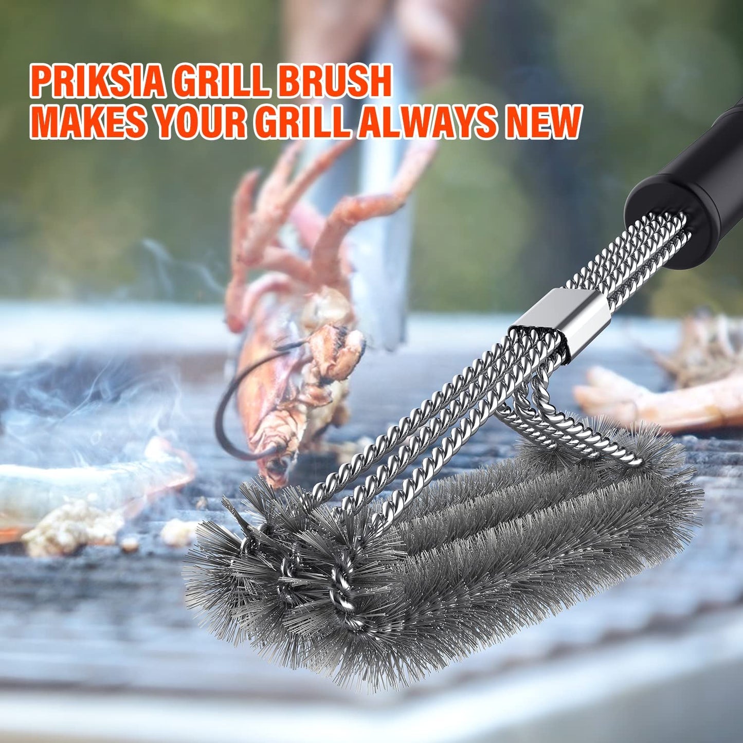 BBQ Brush 45cm Heavy Duty Grill Brush Long Handle BBQ Cleaning Kit for BBQ Grill