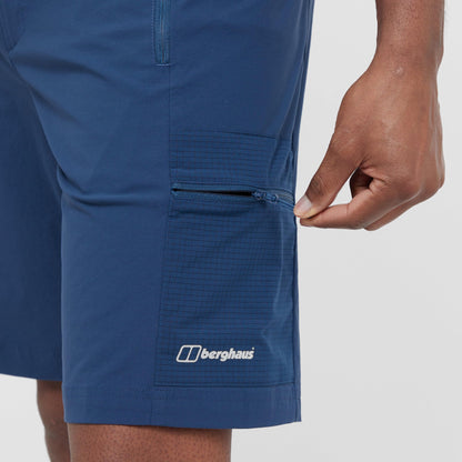 Berghaus Men’s Hike Air Stretch Shorts with Integrated Belt, 4 Zipped Pockets, Lightweight, Water Repellent, Cargo, Casual, Ideal for Walking, Running, Hiking (UK, Waist, 36, Regular, Regular, Blue)