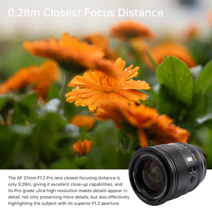 - VILTROX 27mm F1.2 Pro E Mount Lens, 27mm f/1.2 Autofocus Large Aperture APS-C Prime Lens Compatible with Sony E Mount Mirrorless a7 a6700 a6500 -