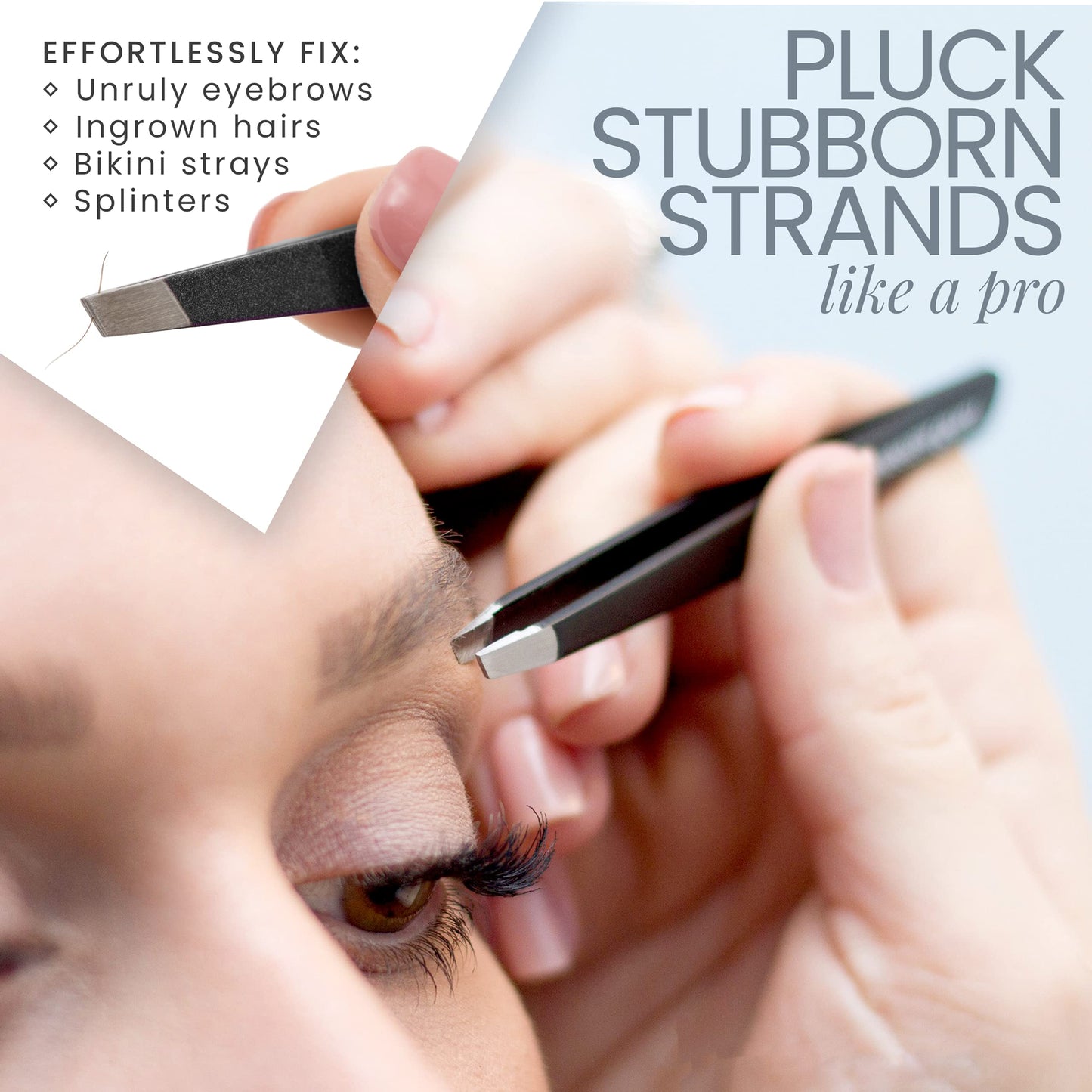 - Tweezer Guru Eyebrow Tweezers | Professional, Stainless Steel |Slanted Ingrown Hair Tweezers -