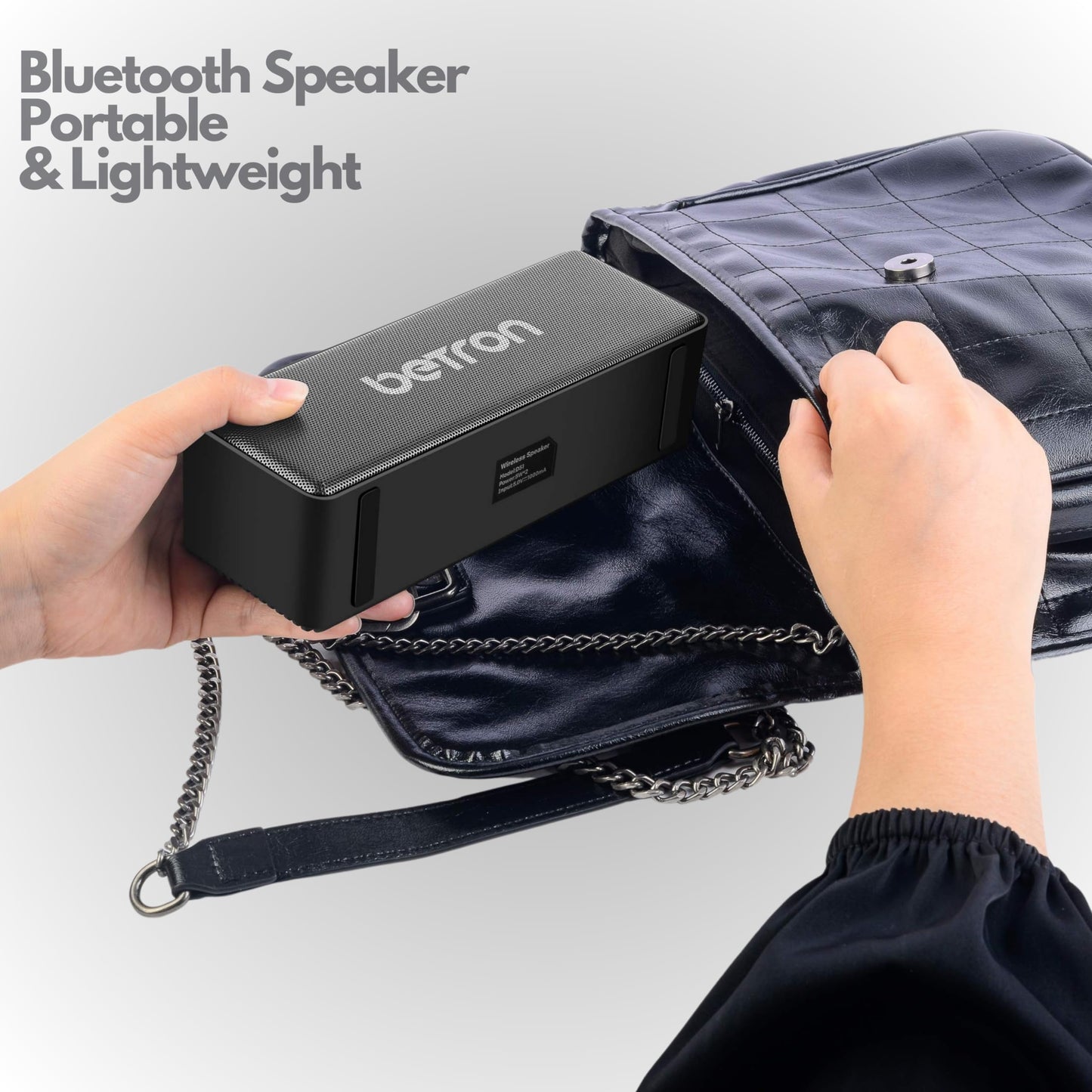 Betron Bluetooth Speaker, Portable, Wireless Connection, Dual Driver, with Microphone, 10W, for Travel Indoor and Outdoor, (D51)
