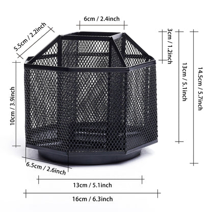 - EXERZ Desk Organiser | Mesh Desk Tidy Caddy | Pencil Holder | Multifunctional 360 Rotating -