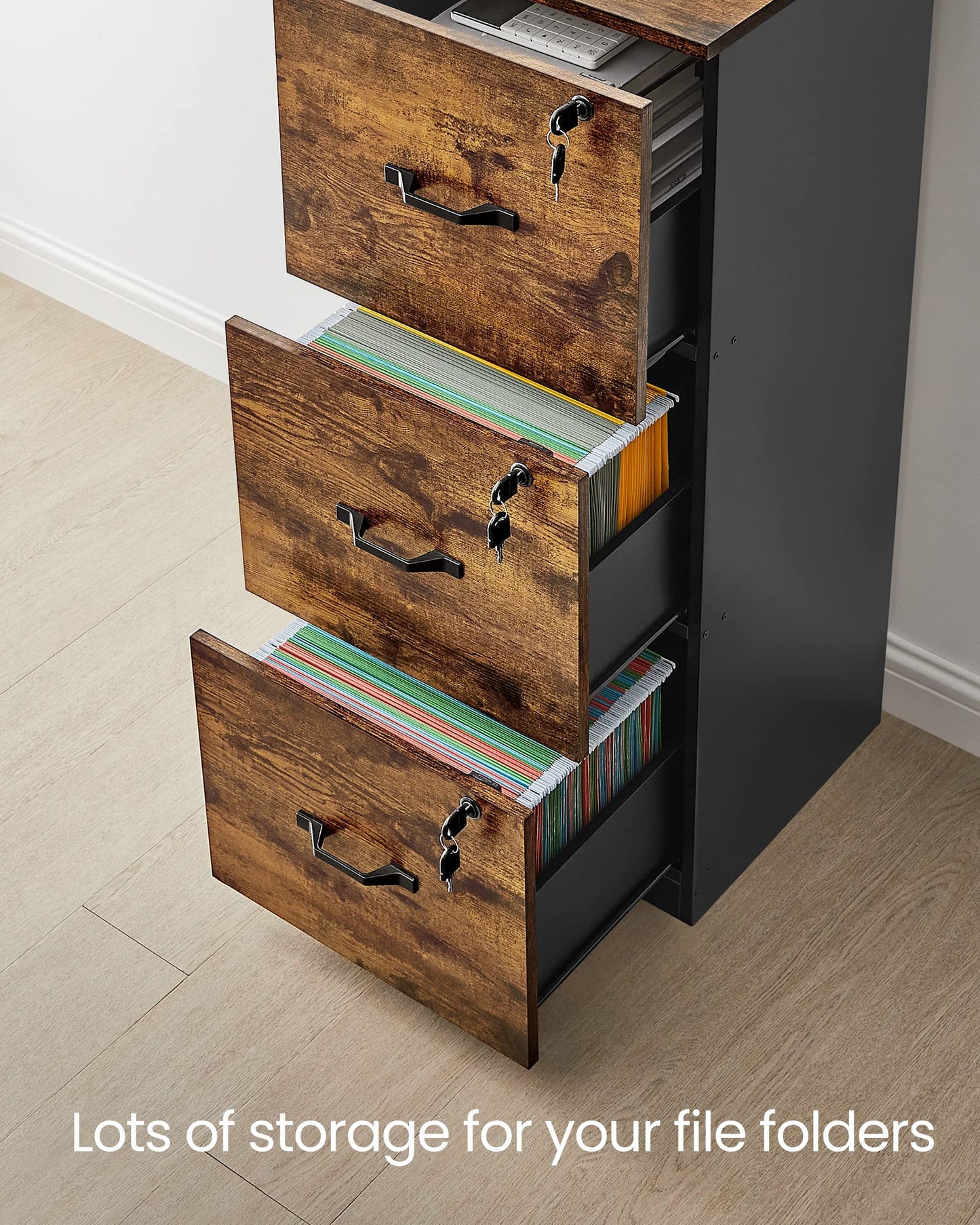 - VASAGLE 3-Drawer Vertical File Cabinet -