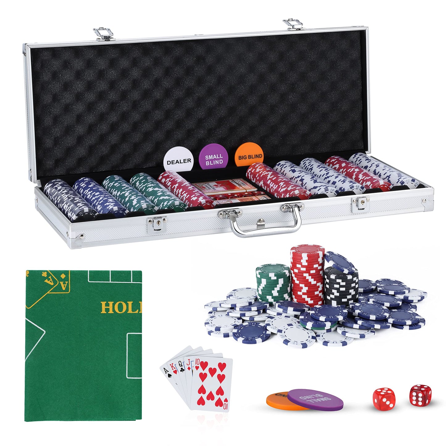 - SILVER VALLEY | Texas Holdem Poker Set | 500 Piece Set -