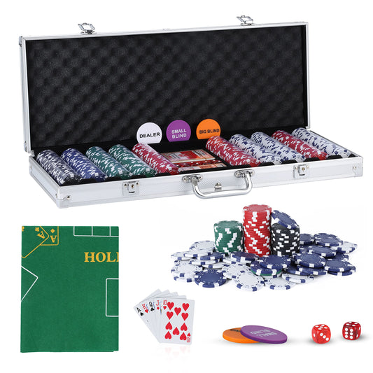- SILVER VALLEY | Texas Holdem Poker Set | 500 Piece Set -