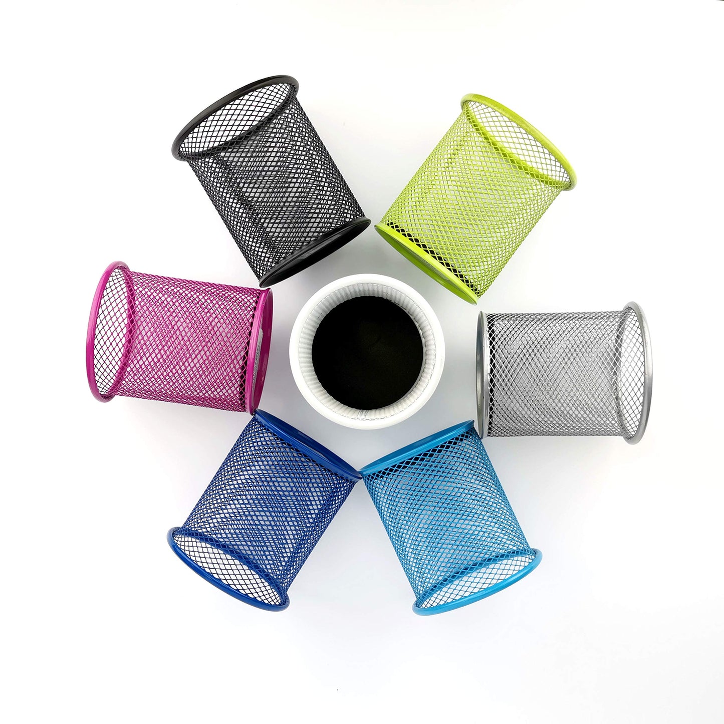 D.RECT Metal Pen Holder Round Wire Metal Mesh Multifunctional Cup for Ballpoint Pen Diameter 85 mm Black 7613