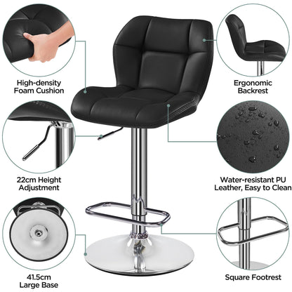 - Yaheetech Modern Faux Leather Bar chairs, Swivel Action & Adjustable Counter Stools 2PCS