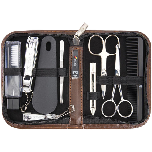 3 Swords Germany - brand quality 10 piece manicure pedicure grooming kit set for professional finger & toe nail care scissors clipper fashion leather case in gift box, Made by 3 Swords (1474)