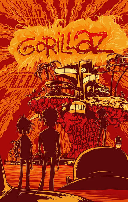 - Street Art | Gorillaz | English Rock Band | Music Home Decor | Music Wall Art Picture | A4 -