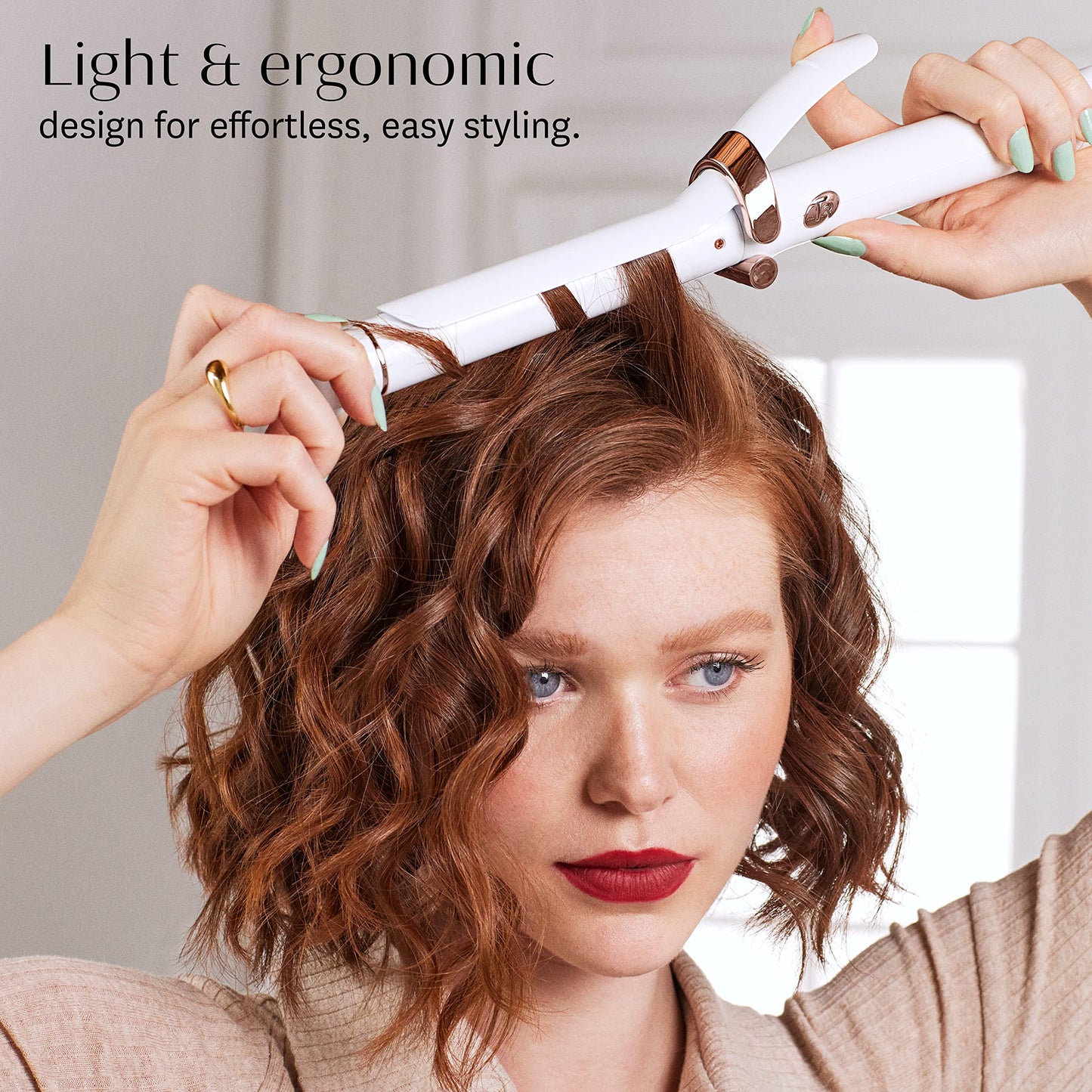 - T3 | SinglePass Professional Curling Iron | Custom Blend Ceramic Long Barrel Curling and Wave Iron -
