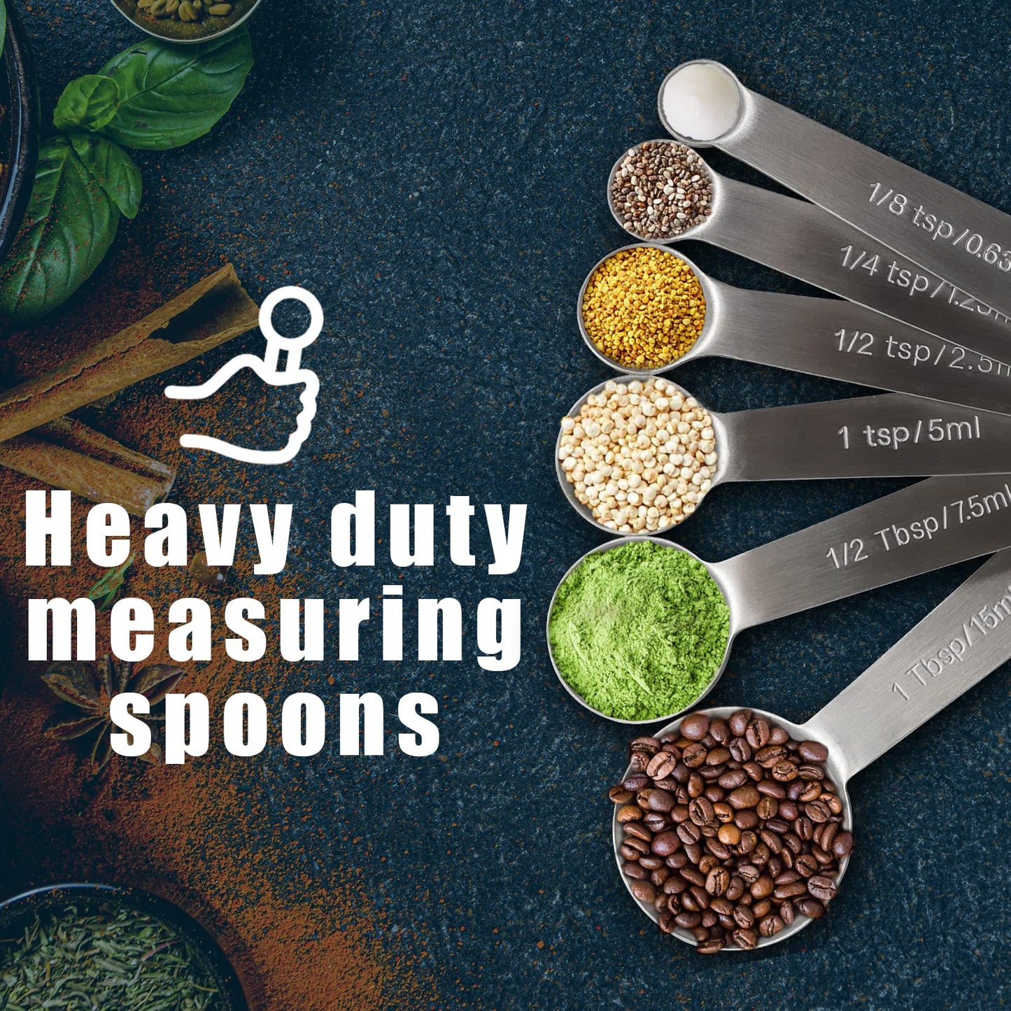 - Rena Chris Measuring Spoons | Premium Heavy Duty 18/8 Stainless Steel Measuring Spoons Set | Set of 6 -