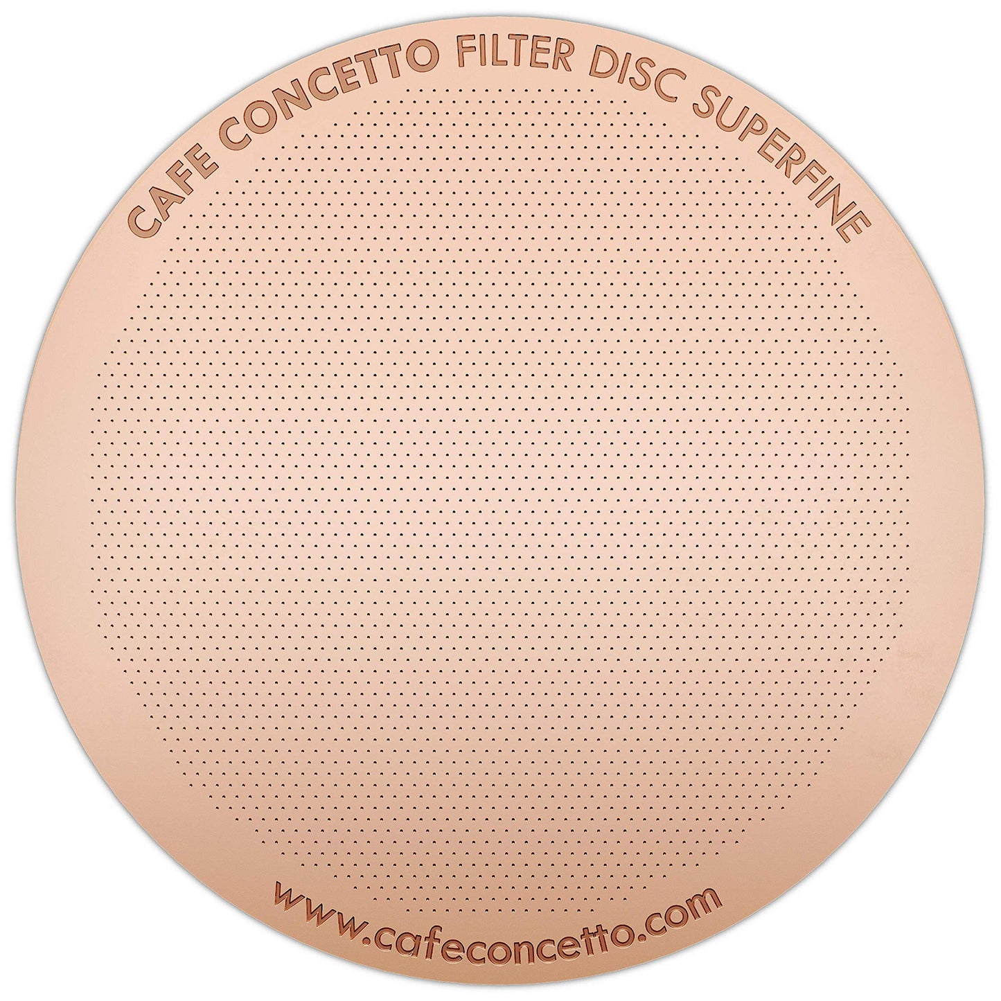 CAFE CONCETTO Filter for use in AeroPress Go/AeroPress Coffee Makers - Disc Superfine - Reusable - Premium Coated Stainless Steel (Rose Gold, Metal) - Brew Tips Included
