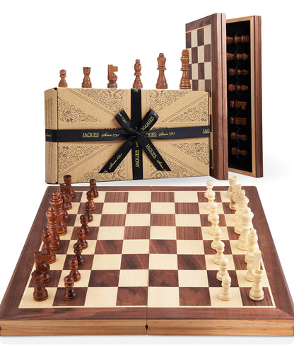 - Jaques of London Wooden Chess Set | Folding Chess Board & Pieces -