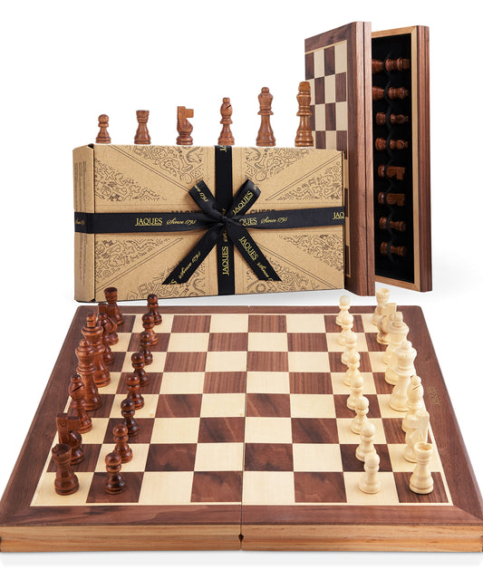 - Jaques of London Wooden Chess Set | Folding Chess Board & Pieces -