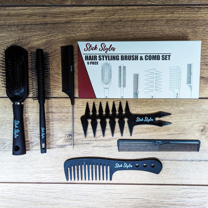 - Slick Styles Hair Brush and Hair Comb Set of 6 for Styling | Mens Hair Brush Set -