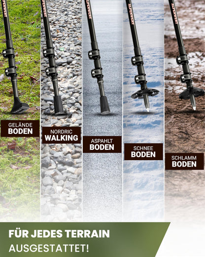 ALPENWERT Hiking Poles [Carbon & Aluminium] Walking Poles for Men and Women - Telescopic Trekking Poles with Cork Handle for Hiking, Nordic Walking and Ski Touring (Aluminium)